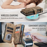 For Samsung Galaxy S25 5G CaseMe C30 Card Slots Zipper Wallet Leather Phone Case(Brown)