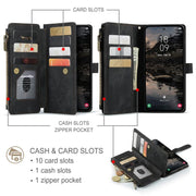 For Samsung Galaxy S25+ 5G CaseMe C30 Card Slots Zipper Wallet Leather Phone Case(Black)