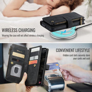 For Samsung Galaxy S25+ 5G CaseMe C30 Card Slots Zipper Wallet Leather Phone Case(Black)