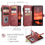 For Samsung Galaxy S25+ 5G CaseMe C30 Card Slots Zipper Wallet Leather Phone Case(Red)