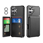For iPhone 16 Plus ENKAY Hat-Prince Card Slot Wallet TPU Back Leather Phone Case with Lens Film(Black)