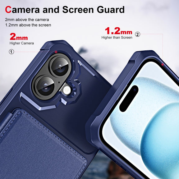 For iPhone 16 Plus ENKAY Hat-Prince Card Slot Wallet TPU Back Leather Phone Case with Lens Film(Black)
