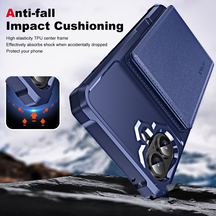 For iPhone 16 Plus ENKAY Hat-Prince Card Slot Wallet TPU Back Leather Phone Case with Lens Film(Black)