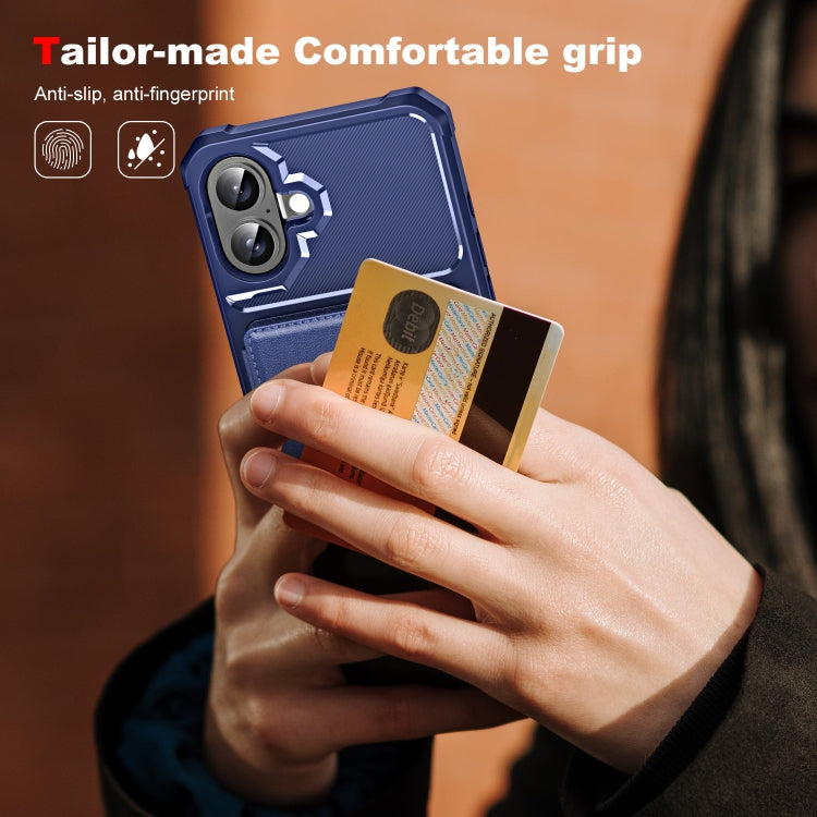 For iPhone 16 Plus ENKAY Hat-Prince Card Slot Wallet TPU Back Leather Phone Case with Lens Film(Black)