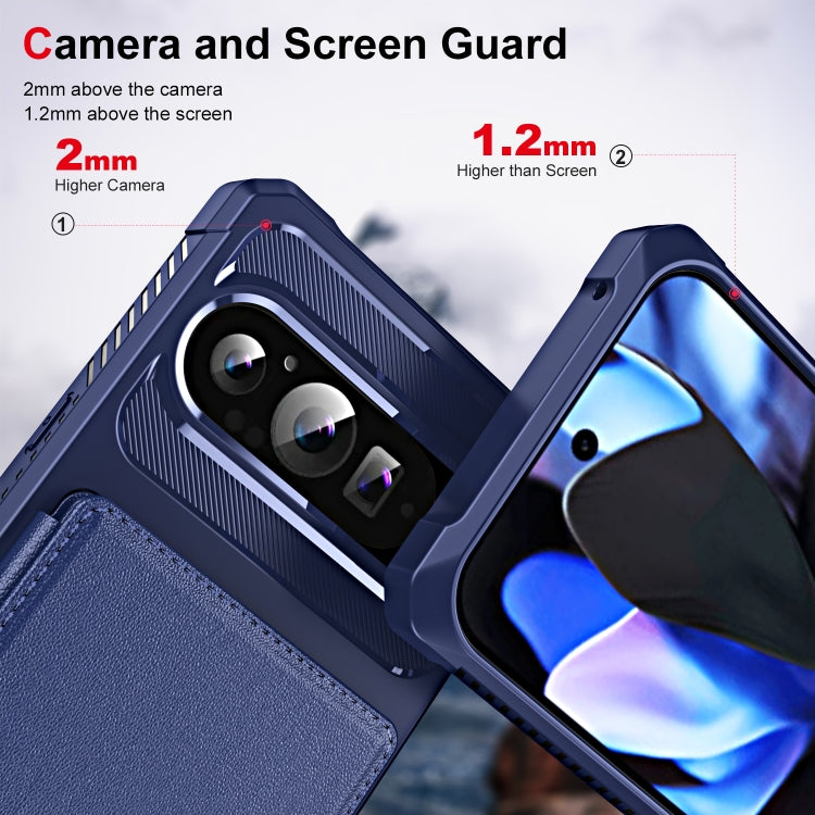 For Google Pixel 9 / 9 Pro ENKAY Hat-Prince Card Slot Wallet TPU Back Leather Phone Case with Lens Film(Dark Blue)
