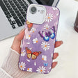 For iPhone 16e Plating Texture Butterfly TPU Phone Case with Glitter Lens Film(Daisy Butterflies HU2) - iPhone 16e Cases by PMC TechLife | Online Shopping South Africa | PMC TechLife | Buy Now Pay Later Mobicred