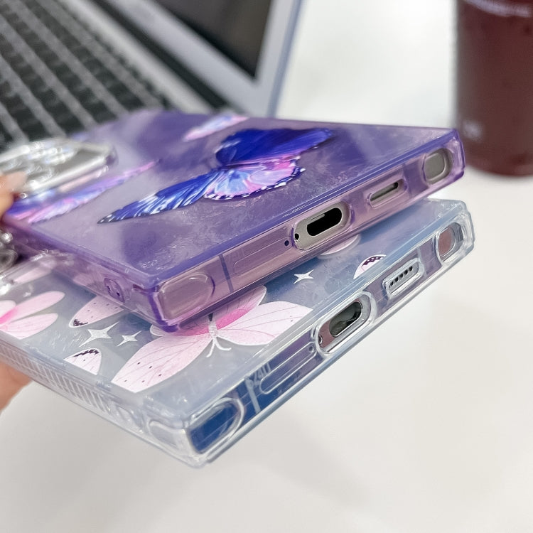 For Samsung Galaxy S25 5G Plating Texture Butterfly TPU Phone Case with Glitter Lens Film(Silver Butterflies HU6)