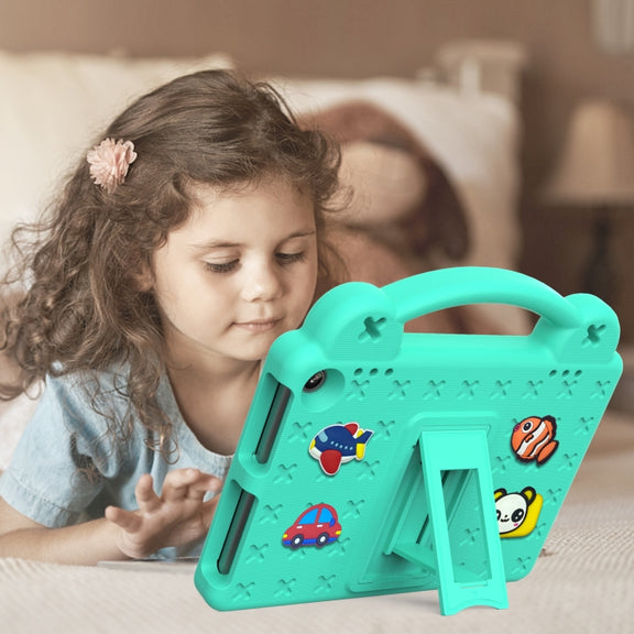 For Amazon Fire HD8 2024 / 2022 / HD8 Plus Handle Kickstand Children EVA Shockproof Tablet Case(MintGreen)