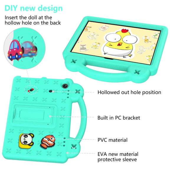 For Amazon Fire HD8 2024 / 2022 / HD8 Plus Handle Kickstand Children EVA Shockproof Tablet Case(MintGreen)