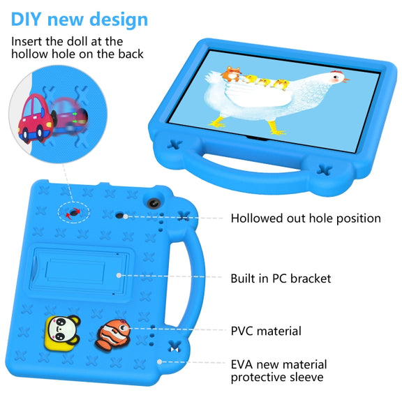 For Amazon Fire HD8 2024 / 2022 / HD8 Plus Handle Kickstand Children EVA Shockproof Tablet Case(SkyBlue)