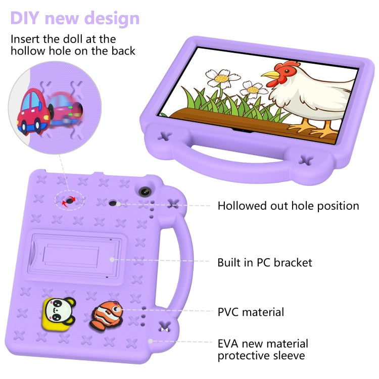 For Amazon Fire HD8 2024 / 2022 / HD8 Plus Handle Kickstand Children EVA Shockproof Tablet Case(LightPurple)