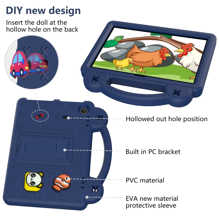 For Amazon Fire HD8 2024 / 2022 / HD8 Plus Handle Kickstand Children EVA Shockproof Tablet Case(NavyBlue)