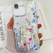 For iPhone 16e Electroplating Flowers Plants Texture TPU Phone Case(Wildflower FL2)
