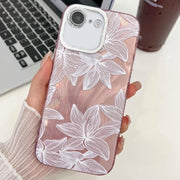 For iPhone 16e Electroplating Flowers Plants Texture TPU Phone Case(Sketch Lily FL9)