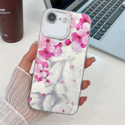 For iPhone 16e Electroplating Flowers Plants Texture TPU Phone Case(Peach Blossom FL18)
