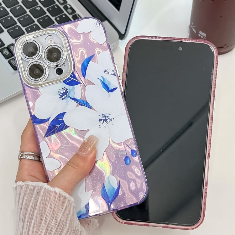 For iPhone 16e Electroplating Flowers Plants Texture TPU Phone Case(Bougainvillea FL8)