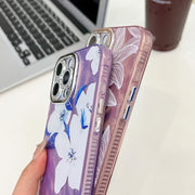 For iPhone 16e Electroplating Flowers Plants Texture TPU Phone Case(Green Plants FL5)
