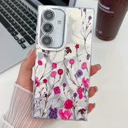 For Samsung Galaxy S25 5G Electroplating Flowers Plants Texture TPU Phone Case(Carnation FL7)