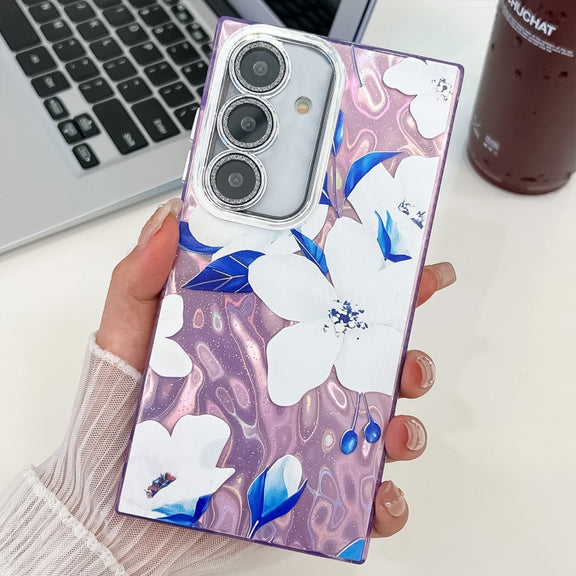 For Samsung Galaxy S25 5G Electroplating Flowers Plants Texture TPU Phone Case(Bougainvillea FL8)