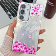 For Samsung Galaxy S25 5G Electroplating Flowers Plants Texture TPU Phone Case(Sakura FL12)