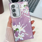 For Samsung Galaxy S25 5G Electroplating Flowers Plants Texture TPU Phone Case(Gardenia FL15)