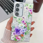 For Samsung Galaxy S25+ 5G Electroplating Flowers Plants Texture TPU Phone Case(Colorful Peony FL10)