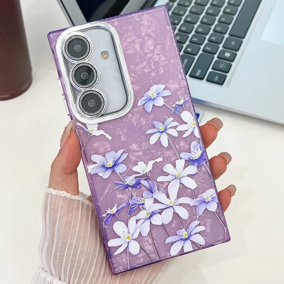 For Samsung Galaxy S25+ 5G Electroplating Flowers Plants Texture TPU Phone Case(Lilac Flowers FL16)