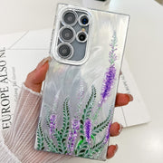 For Samsung Galaxy S25 Ultra 5G Electroplating Flowers Plants Texture TPU Phone Case(Lavender FL3)