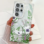 For Samsung Galaxy S25 Ultra 5G Electroplating Flowers Plants Texture TPU Phone Case(Green Plants FL5)