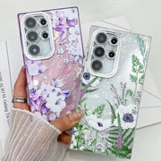 For Samsung Galaxy S25+ 5G Electroplating Flowers Plants Texture TPU Phone Case(Sakura FL12)