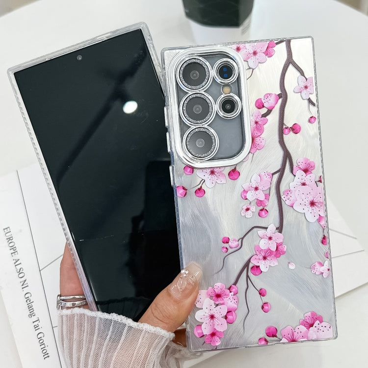 For Samsung Galaxy S25 5G Electroplating Flowers Plants Texture TPU Phone Case(Azalea FL4)