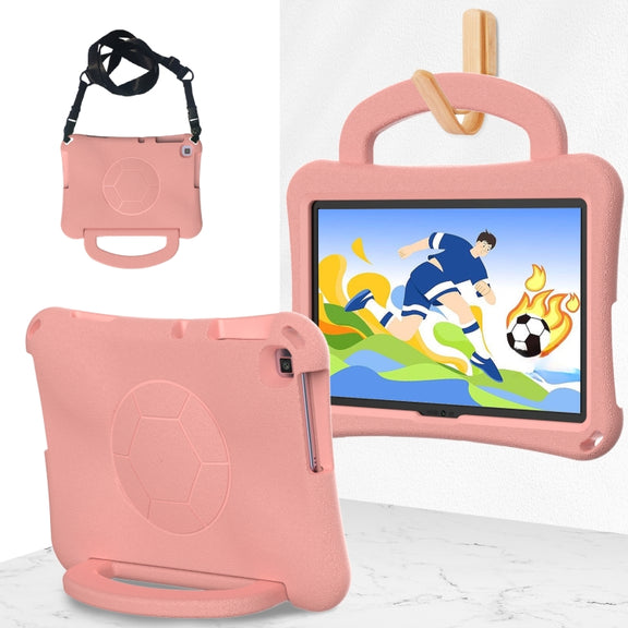 For Huawei MatePad SE 10.1 2022 Handle Football Shaped EVA Shockproof Tablet Case(Light Pink)