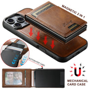 For iPhone 16 Pro Max Suteni H19 Oil Wax 2-in-1 MagSafe Removable Card Box Back Phone Case(Brown)