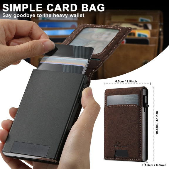 For iPhone 16 Pro Max Suteni H19 Litchi Grain 2-in-1 MagSafe Removable Card Box Back Phone Case(Brown)