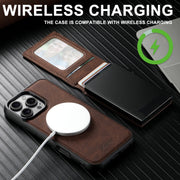 For iPhone 16 Pro Max Suteni H19 Litchi Grain 2-in-1 MagSafe Removable Card Box Back Phone Case(Brown)