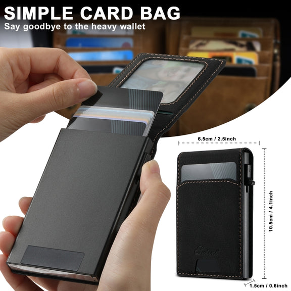 For iPhone 16 Suteni H19 Litchi Grain 2-in-1 MagSafe Removable Card Box Back Phone Case(Black)