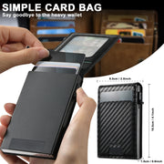 For iPhone 16 Plus Suteni H19 Carbon Fiber Grain 2-in-1 MagSafe Removable Card Box Back Phone Case(Black)