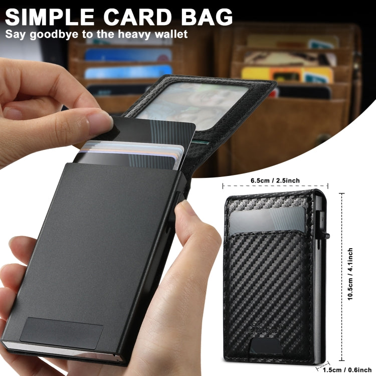 For iPhone 16 Plus Suteni H19 Carbon Fiber Grain 2-in-1 MagSafe Removable Card Box Back Phone Case(Black)