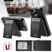 For iPhone 16 Pro Suteni H19 Carbon Fiber Grain 2-in-1 MagSafe Removable Card Box Back Phone Case(Black)