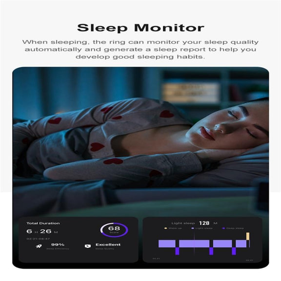 R09 SIZE 8 Smart Ring, Support Heart Rate / Blood Oxygen / Sleep Monitoring / Multiple Sports Modes(Black)