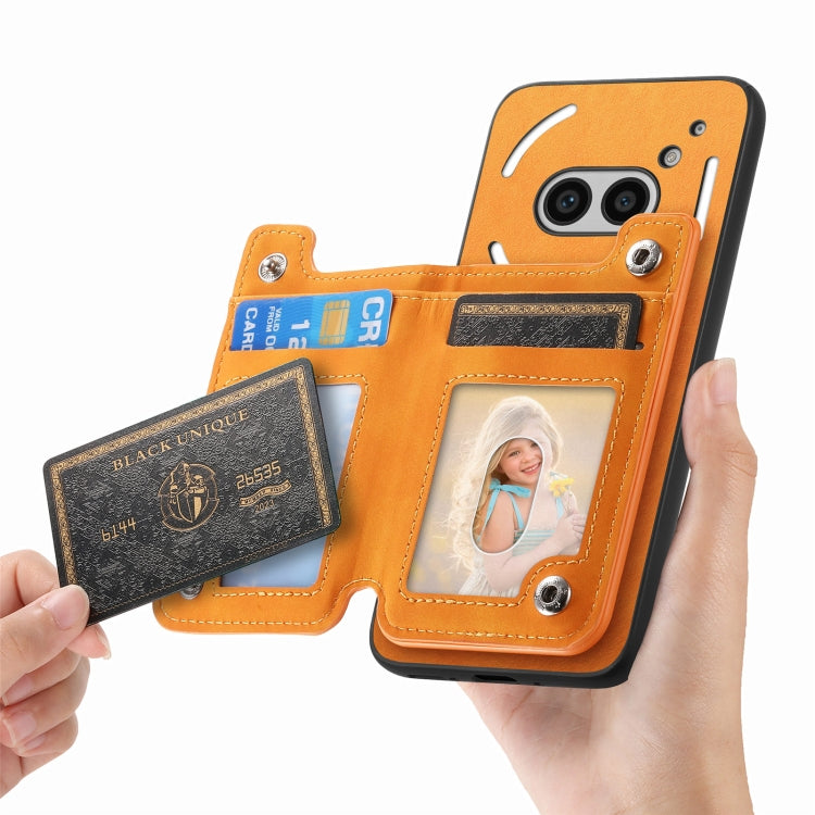 For Nothing CMF Phone 1 Retro MagSafe Zipper Wallet Card Bag Back Phone Case(Yellow)