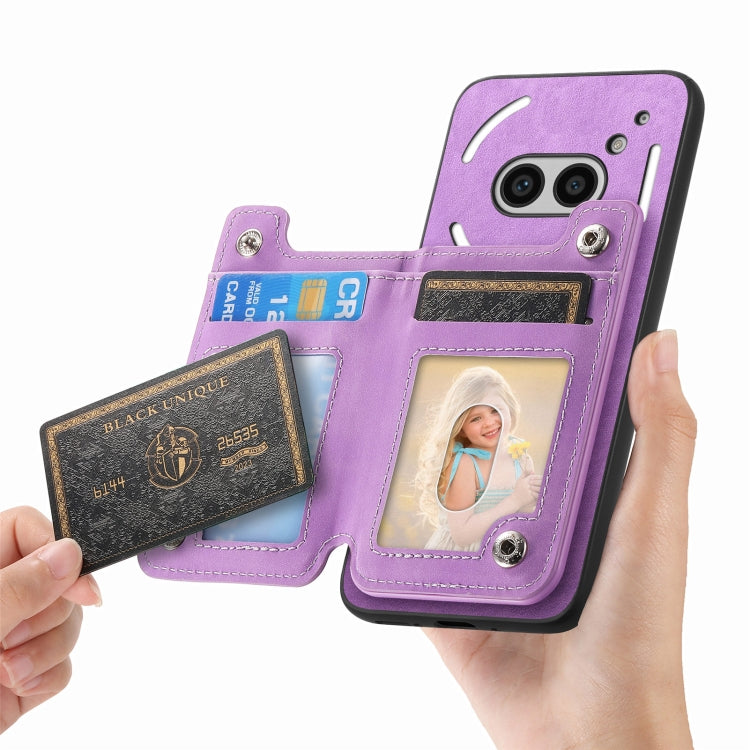For Nothing CMF Phone 1 Retro MagSafe Zipper Wallet Card Bag Back Phone Case(Purple)