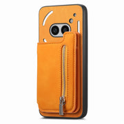 For Nothing Phone 2a Retro MagSafe Zipper Wallet Card Bag Back Phone Case(Yellow)