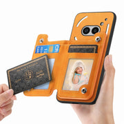 For Nothing Phone 2a Retro MagSafe Zipper Wallet Card Bag Back Phone Case(Yellow)