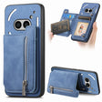 For Nothing Phone 2a Retro MagSafe Zipper Wallet Card Bag Back Phone Case(Blue) - More Brand by PMC TechLife | Online Shopping South Africa | PMC TechLife | Buy Now Pay Later Mobicred
