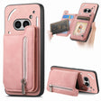 For Nothing Phone 2a Retro MagSafe Zipper Wallet Card Bag Back Phone Case(Pink) - More Brand by PMC TechLife | Online Shopping South Africa | PMC TechLife | Buy Now Pay Later Mobicred