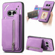 For Nothing Phone 2a Retro MagSafe Zipper Wallet Card Bag Back Phone Case(Purple) - More Brand by PMC TechLife | Online Shopping South Africa | PMC TechLife | Buy Now Pay Later Mobicred