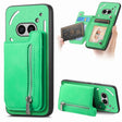 For Nothing Phone 2a Retro MagSafe Zipper Wallet Card Bag Back Phone Case(Green) - More Brand by PMC TechLife | Online Shopping South Africa | PMC TechLife | Buy Now Pay Later Mobicred