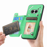 For Nothing Phone 2a Retro MagSafe Zipper Wallet Card Bag Back Phone Case(Green)