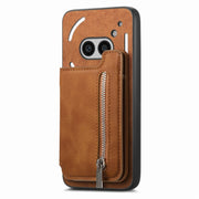 For Nothing Phone 2a Retro MagSafe Zipper Wallet Card Bag Back Phone Case(Brown)